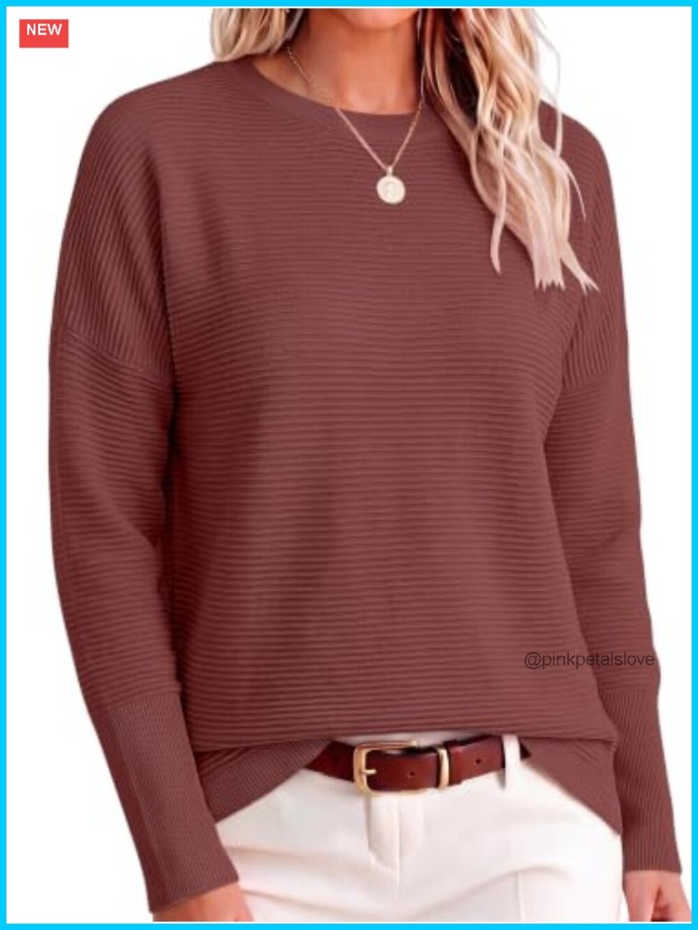 Oversized Ribbed Knit Batwing Sleeve Pullover Sweater